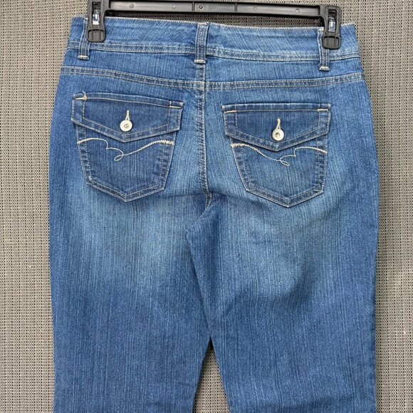 Nine West Womens Size 10 Blue Flared Leg Mid Rise 5 Pocket Denim Jeans - Picture 9 of 11